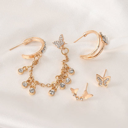 Mini Fashion Star Moon Butterfly Studs Earrings Set Small Cross Heart Punk Piercing For Women Ear Cuff Pendientes Jewelry 161