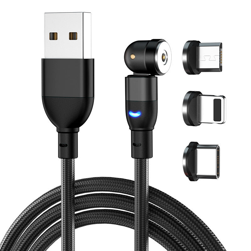 Data Cable 540 Degree Blind Suction Round Magnetic Charging Cable Three-in-one Bent Magnetic Cable - 图片 4