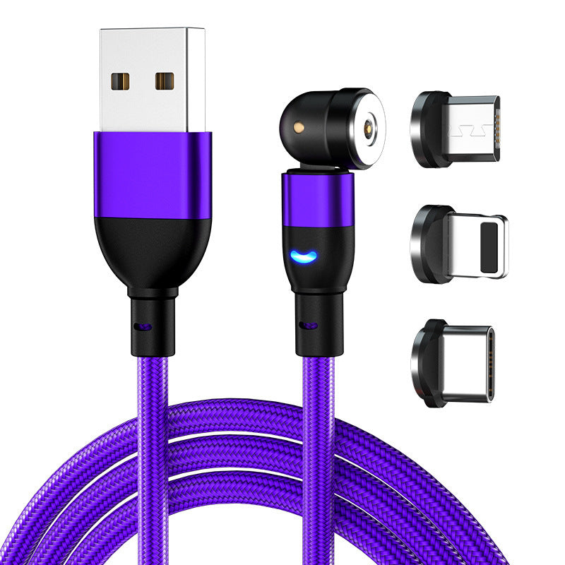 Data Cable 540 Degree Blind Suction Round Magnetic Charging Cable Three-in-one Bent Magnetic Cable - 图片 6