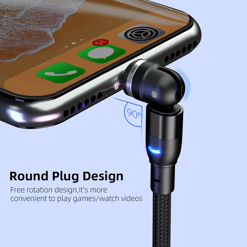 Data Cable 540 Degree Blind Suction Round Magnetic Charging Cable Three-in-one Bent Magnetic Cable - 图片 3