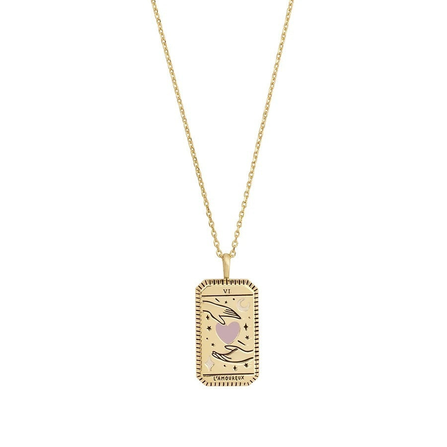 Ins Niche Tarot Pendant Necklace Copper Plated Real Gold Clavicle Chain 1618823464508