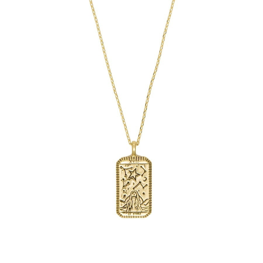 Ins Niche Tarot Pendant Necklace Copper Plated Real Gold Clavicle Chain 1618823464512