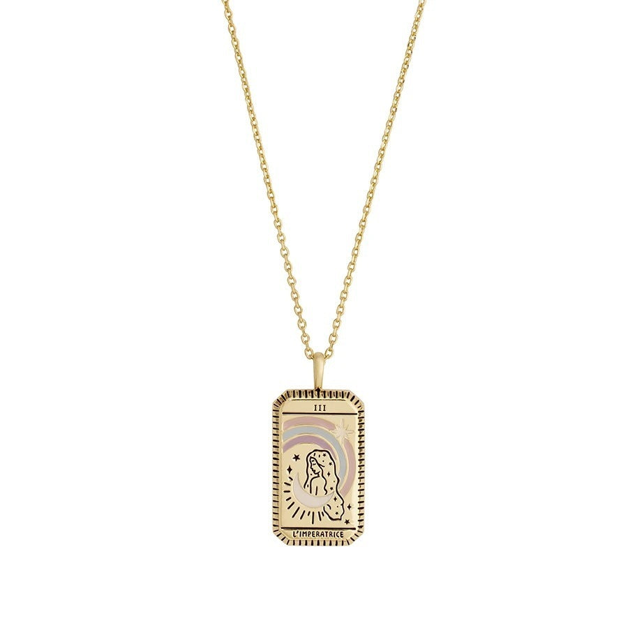 Ins Niche Tarot Pendant Necklace Copper Plated Real Gold Clavicle Chain 1618823464514