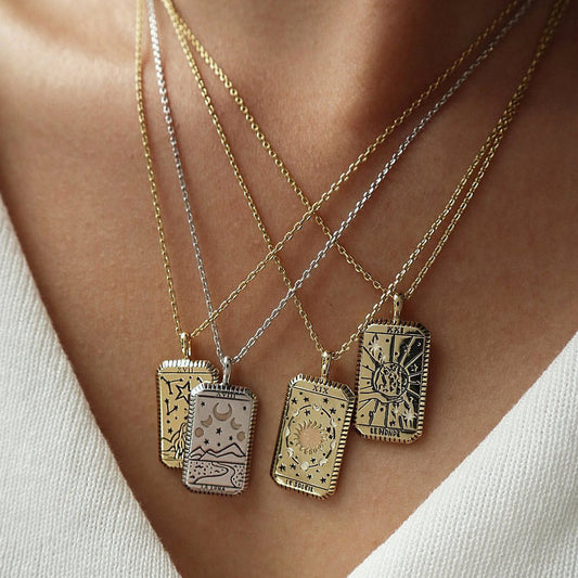Ins Niche Tarot Pendant Necklace Copper Plated Real Gold Clavicle Chain 1618836810756