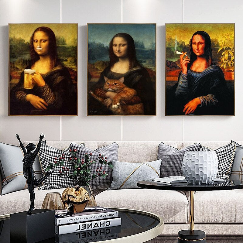 Da Vinci Mona Lisa spoofs canvas painting 1618845392755
