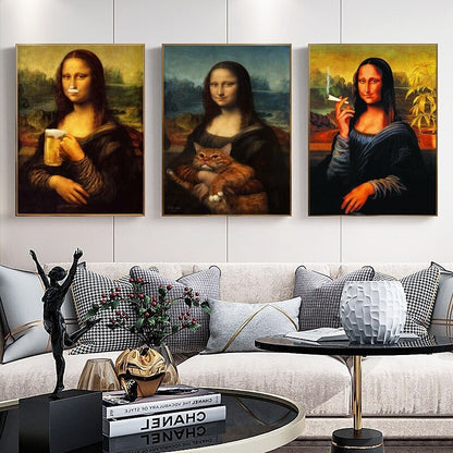 Da Vinci Mona Lisa spoofs canvas painting 1618845392755