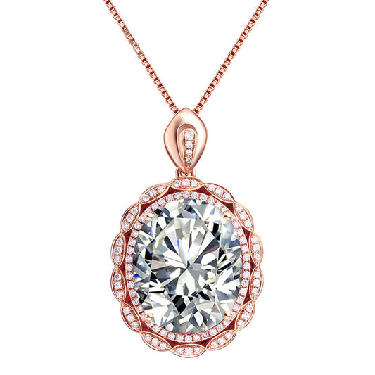 New Inlaid Pigeon Blood Ruby Goose Egg-Shaped Micro-Inlaid Zircon Pendant European And American Luxury Banquet Engagement Nec