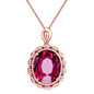 New Inlaid Pigeon Blood Ruby Goose Egg-Shaped Micro-Inlaid Zircon Pendant European And American Luxury Banquet Engagement Nec