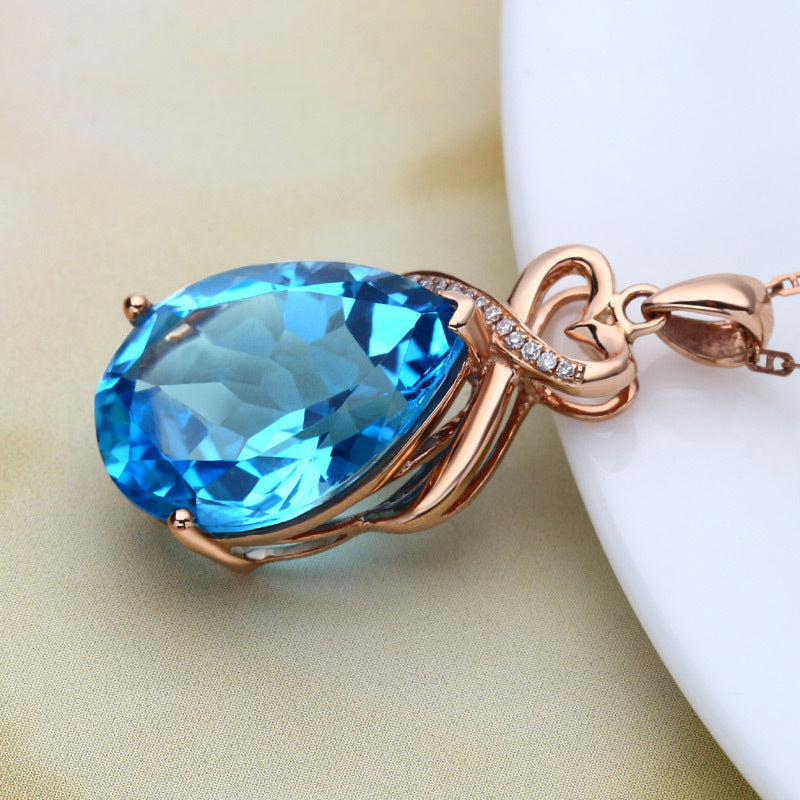 Pear Shaped Pendant In Imitation Of Natural Swiss Blue Drop 1618899619739