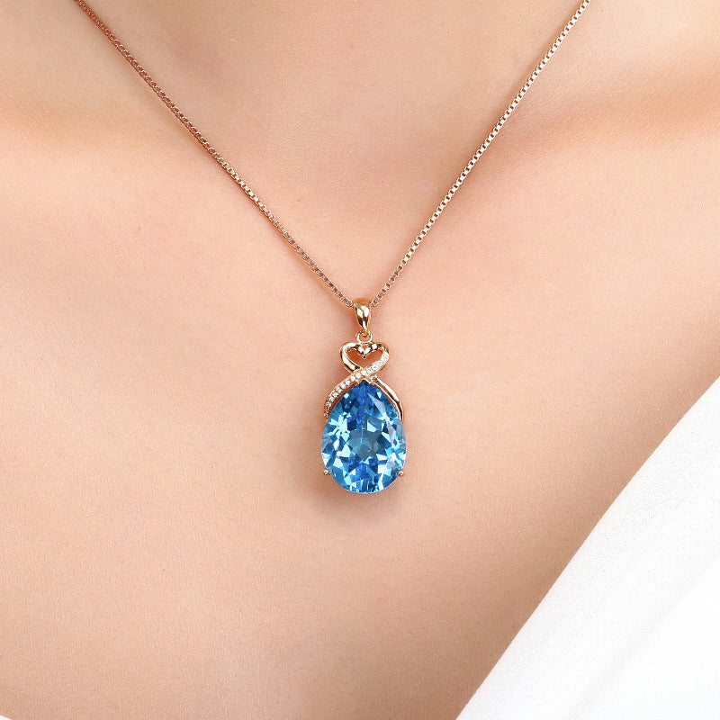 Pear Shaped Pendant In Imitation Of Natural Swiss Blue Drop 1618899619744