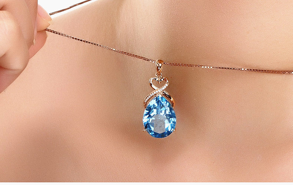 Pear Shaped Pendant In Imitation Of Natural Swiss Blue Drop 1618899619752