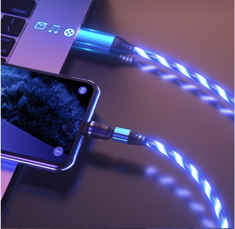 540 Rotate Luminous Magnetic Cable 3A Fast Charging Mobile Phone Charge Cable For LED Micro USB Type C For I Phone Cable - 图片 7