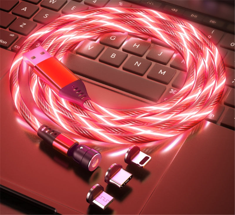 540 Rotate Luminous Magnetic Cable 3A Fast Charging Mobile Phone Charge Cable For LED Micro USB Type C For I Phone Cable - 图片 10