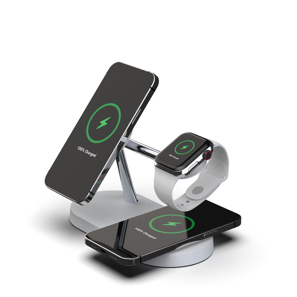 Multifunctional Five-In-One Magnetic Wireless Charging Watch Headset Desktop Mobile Phone Holder Charger 15W Fast Charge - 图片 2