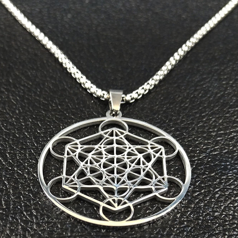 Moon Goddess Necklace Meditation Stainless Steel Hollow Pendant Necklace 1618916064016