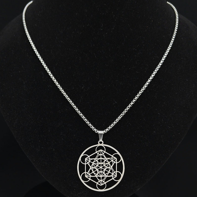 Moon Goddess Necklace Meditation Stainless Steel Hollow Pendant Necklace 1618916064017