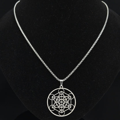 Moon Goddess Necklace Meditation Stainless Steel Hollow Pendant Necklace 1618916064017