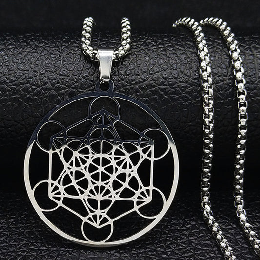 Moon Goddess Necklace Meditation Stainless Steel Hollow Pendant Necklace 1618916064018