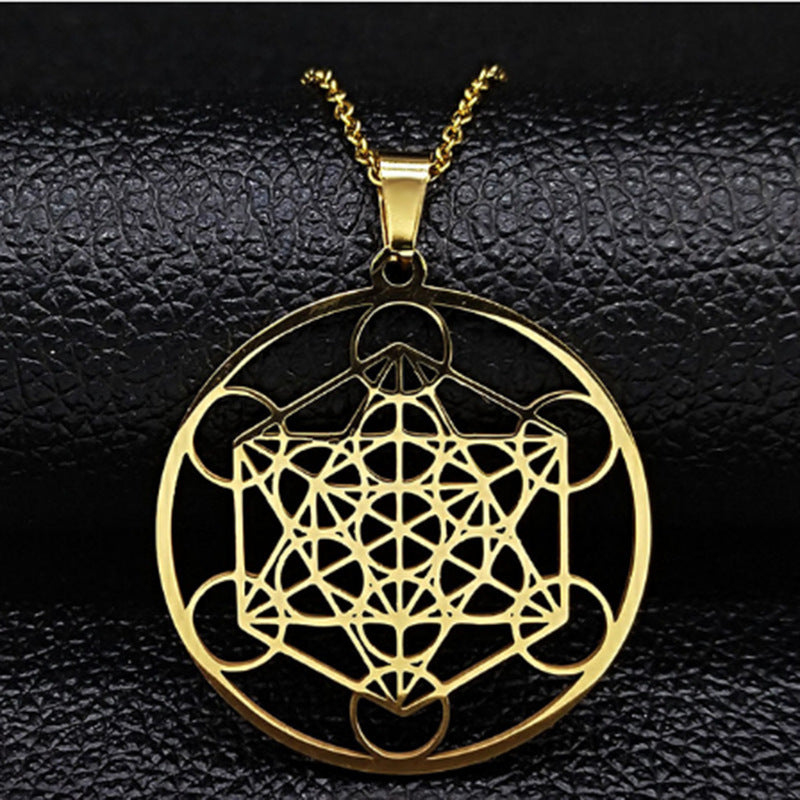 Moon Goddess Necklace Meditation Stainless Steel Hollow Pendant Necklace 1618916064019