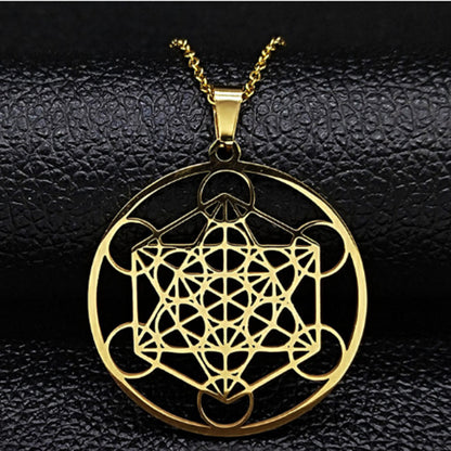 Moon Goddess Necklace Meditation Stainless Steel Hollow Pendant Necklace 1618916064019