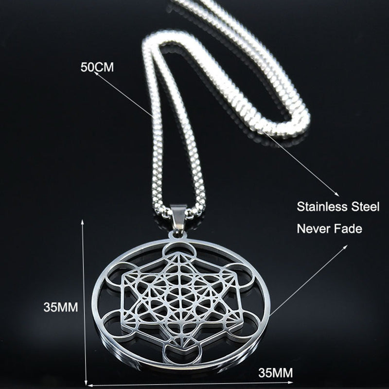 Moon Goddess Necklace Meditation Stainless Steel Hollow Pendant Necklace 1618916064020