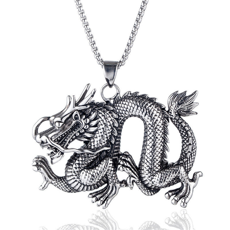 Oversized Chinese Dragon Titanium Steel Pendant 1618975033279