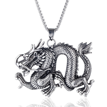 Oversized Chinese Dragon Titanium Steel Pendant 1618975033279