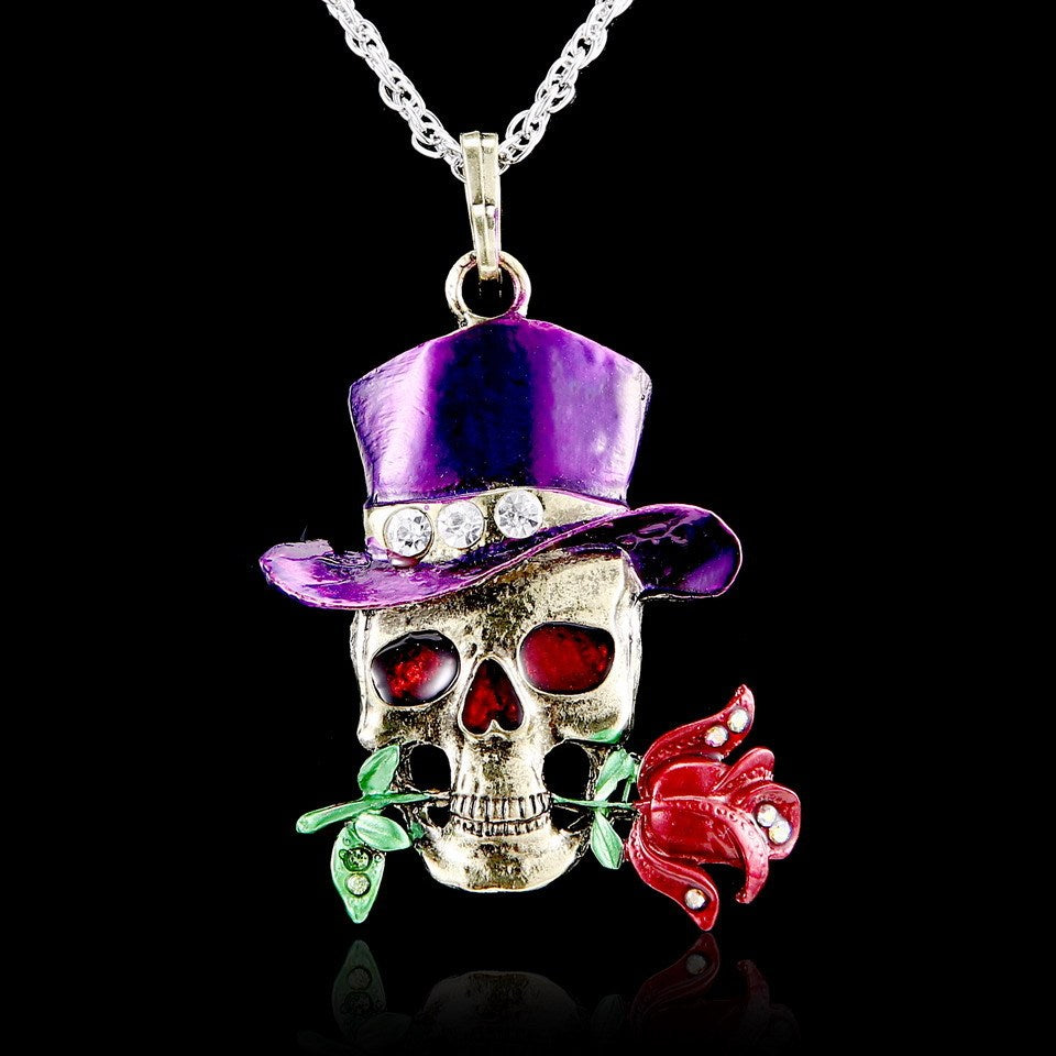 European And American Fashion Alloy Retro Necklace Foreign Trade Hot Sale Skull Charm Halloween Jewelry 1618997078880 9750e2e