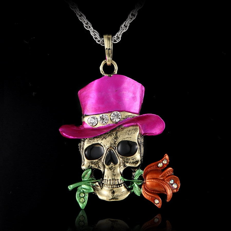 European And American Fashion Alloy Retro Necklace Foreign Trade Hot Sale Skull Charm Halloween Jewelry 1618997087276