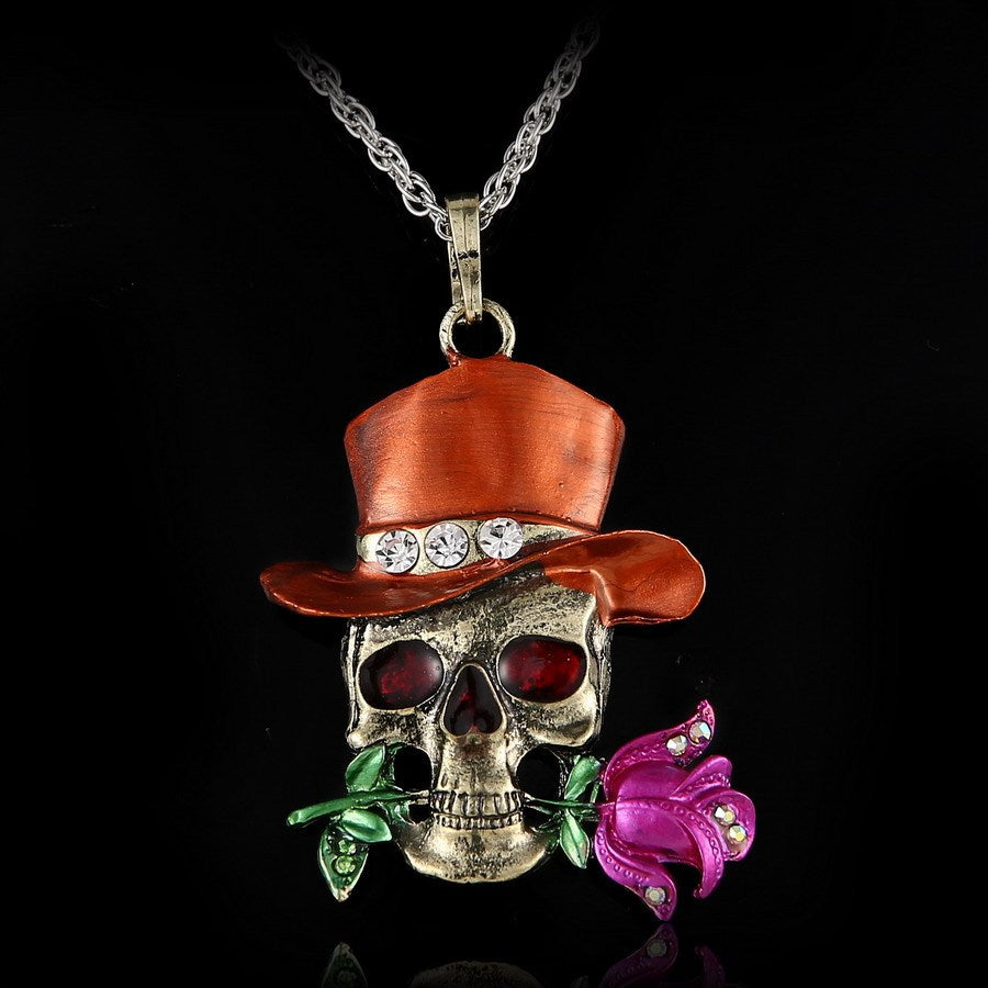 European And American Fashion Alloy Retro Necklace Foreign Trade Hot Sale Skull Charm Halloween Jewelry 1618997090345