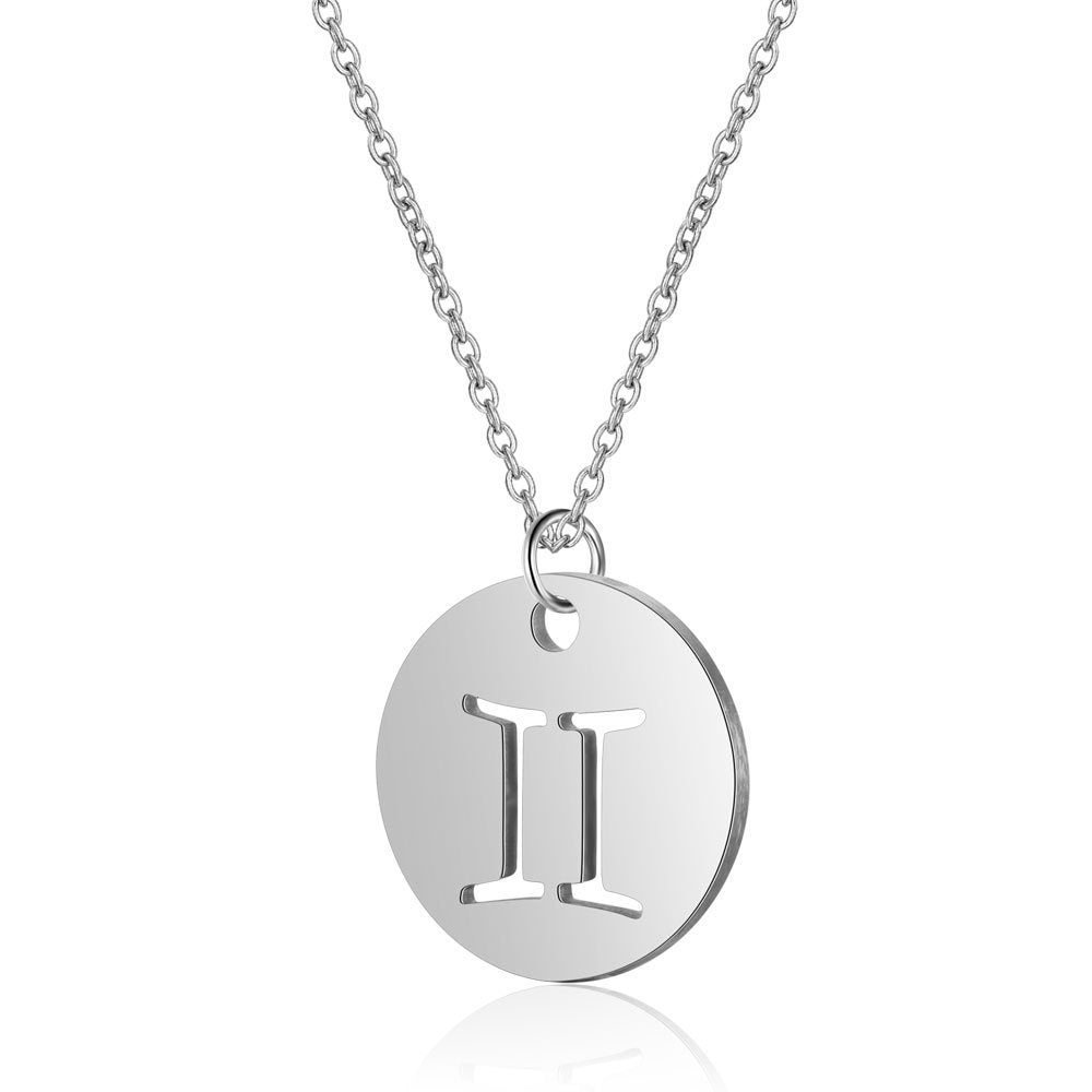 Stainless Steel Necklace 12 Constellation Hollow Female Clavicle Chain 1619092330747