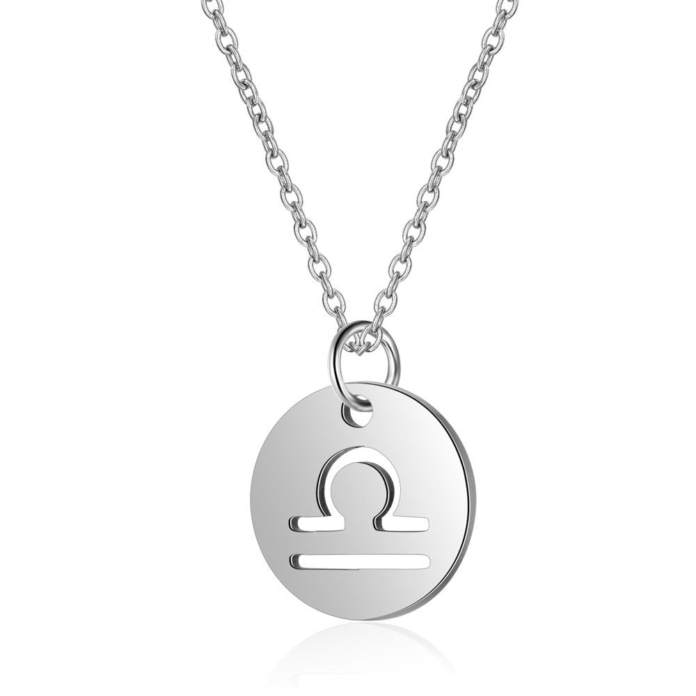 Stainless Steel Necklace 12 Constellation Hollow Female Clavicle Chain 1619092330752