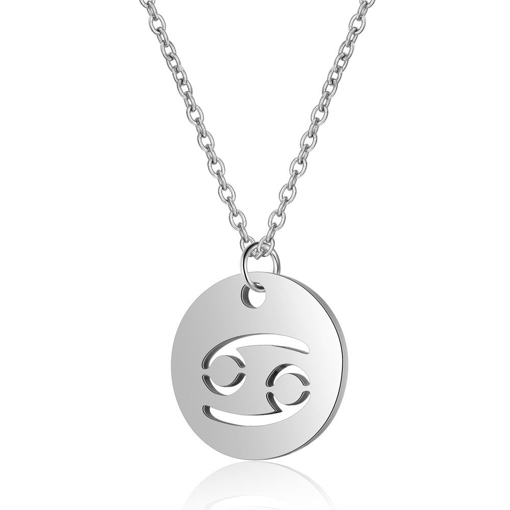 Stainless Steel Necklace 12 Constellation Hollow Female Clavicle Chain 1619092330753