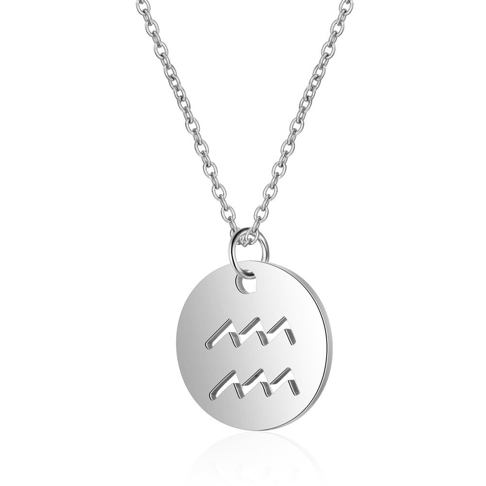 Stainless Steel Necklace 12 Constellation Hollow Female Clavicle Chain 1619092330756