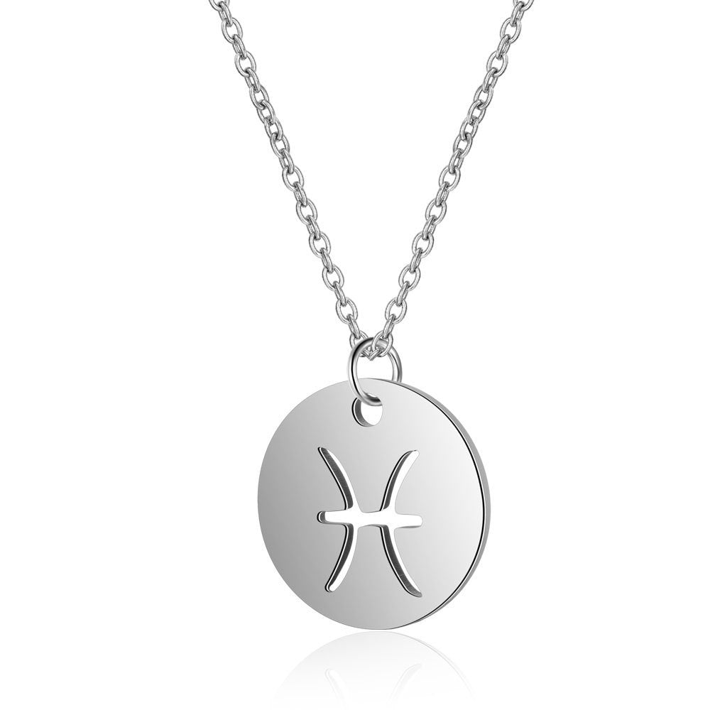 Stainless Steel Necklace 12 Constellation Hollow Female Clavicle Chain 1619092331048