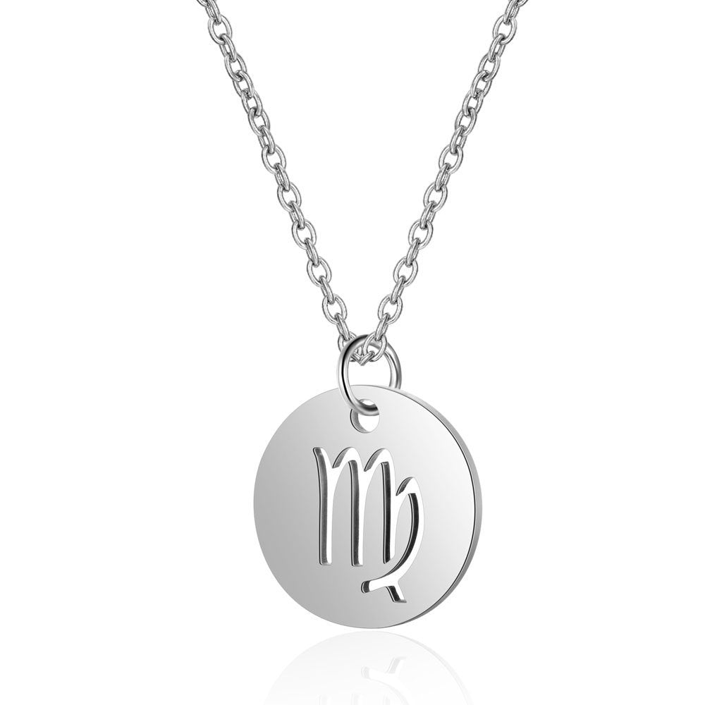 Stainless Steel Necklace 12 Constellation Hollow Female Clavicle Chain 1619092331049