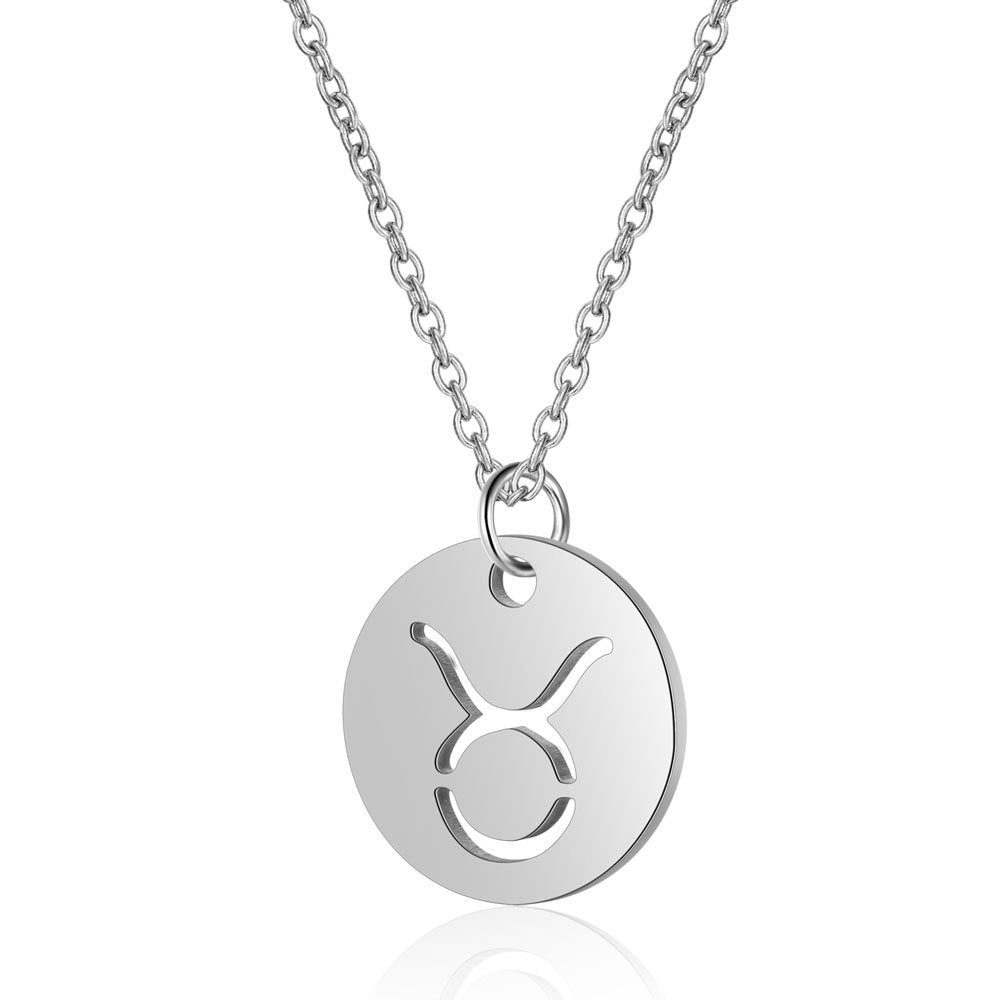 Stainless Steel Necklace 12 Constellation Hollow Female Clavicle Chain 1619092331051