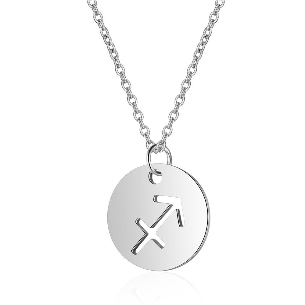 Stainless Steel Necklace 12 Constellation Hollow Female Clavicle Chain 1619092331052