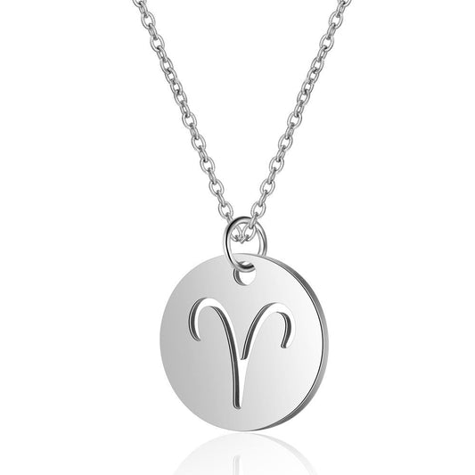 Stainless Steel Necklace 12 Constellation Hollow Female Clavicle Chain 1619092331056
