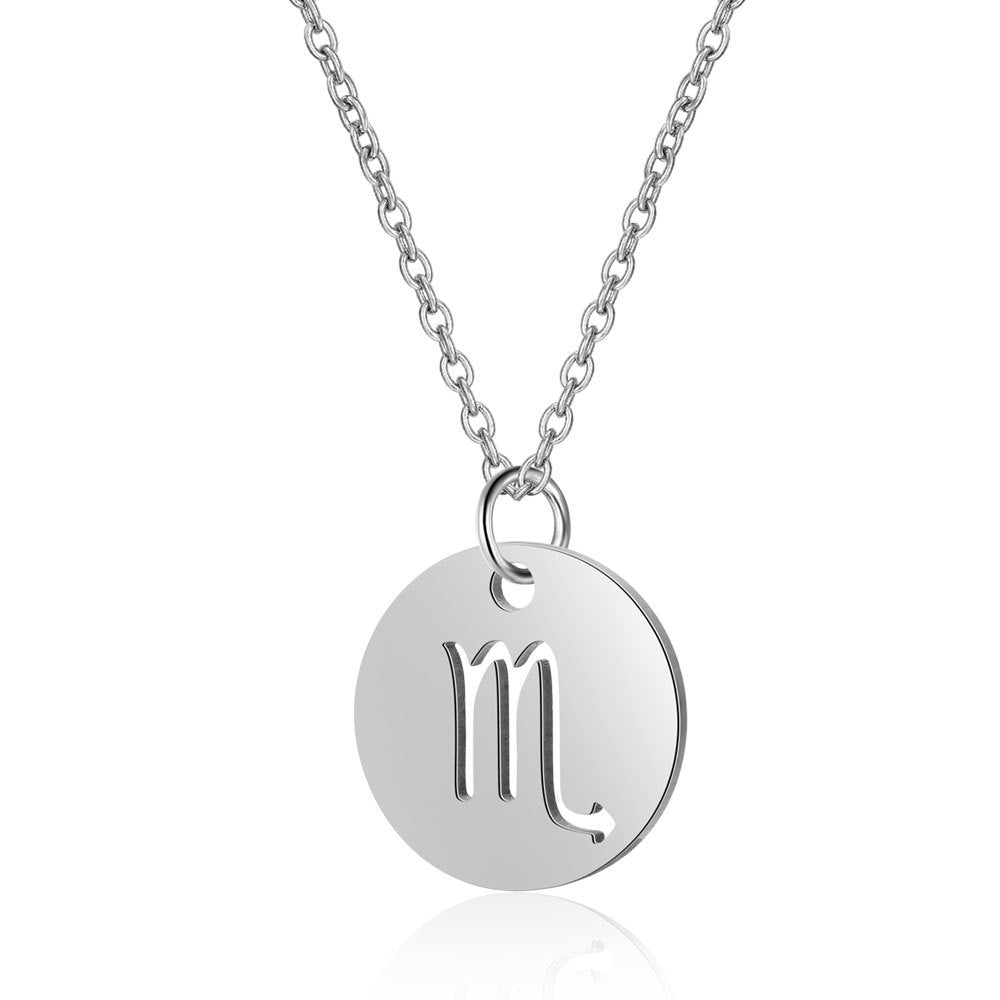Stainless Steel Necklace 12 Constellation Hollow Female Clavicle Chain 1619092331363