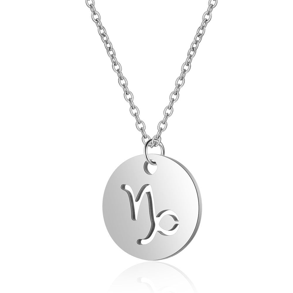 Stainless Steel Necklace 12 Constellation Hollow Female Clavicle Chain 1619092531316