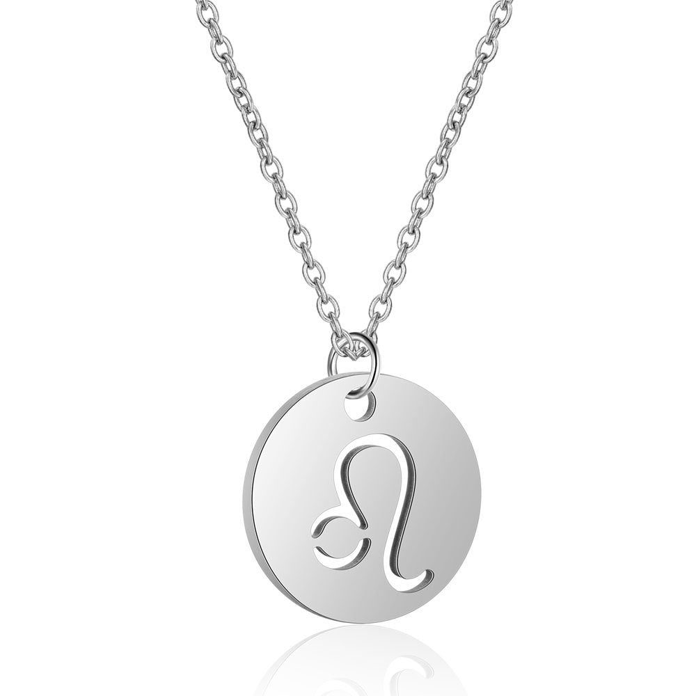 Stainless Steel Necklace 12 Constellation Hollow Female Clavicle Chain 1619092560949