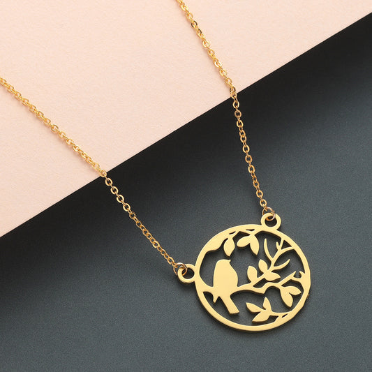 New Stainless Steel Animal Bird Necklace Fashion Sparrow Necklace 1619094805234