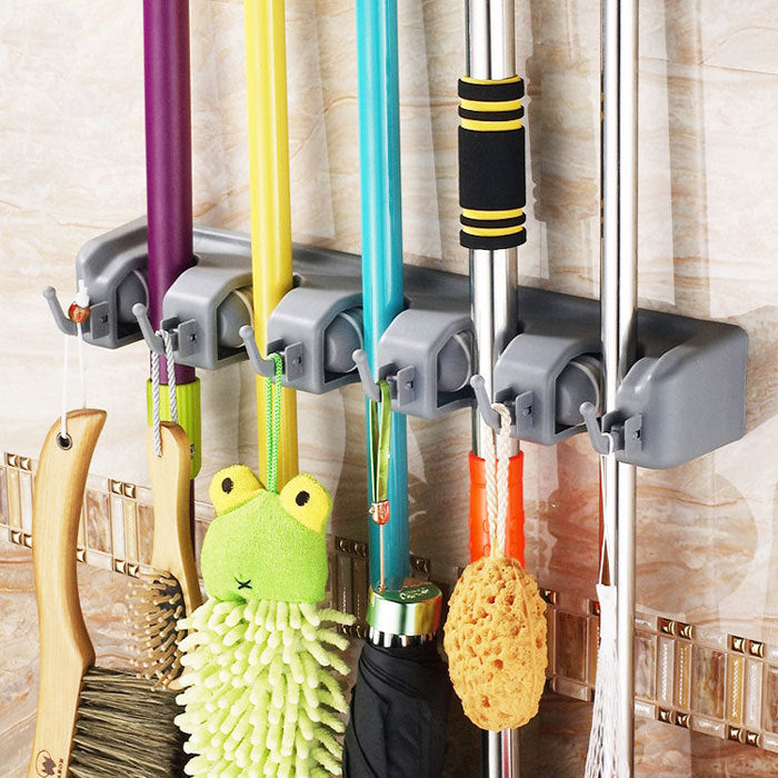 Plastic Mop Hook Wall Hanging Multifunctional Card Holder Drop Mop Rack Bathroom Broom Hanger 1619154938537