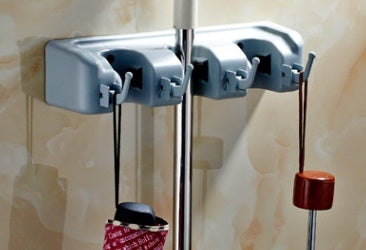 Plastic Mop Hook Wall Hanging Multifunctional Card Holder Drop Mop Rack Bathroom Broom Hanger 1619155358726
