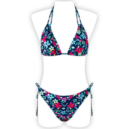 Printed Halter Lace Open Back European and American Sexy Split Bikini Swimsuit 1619167681118