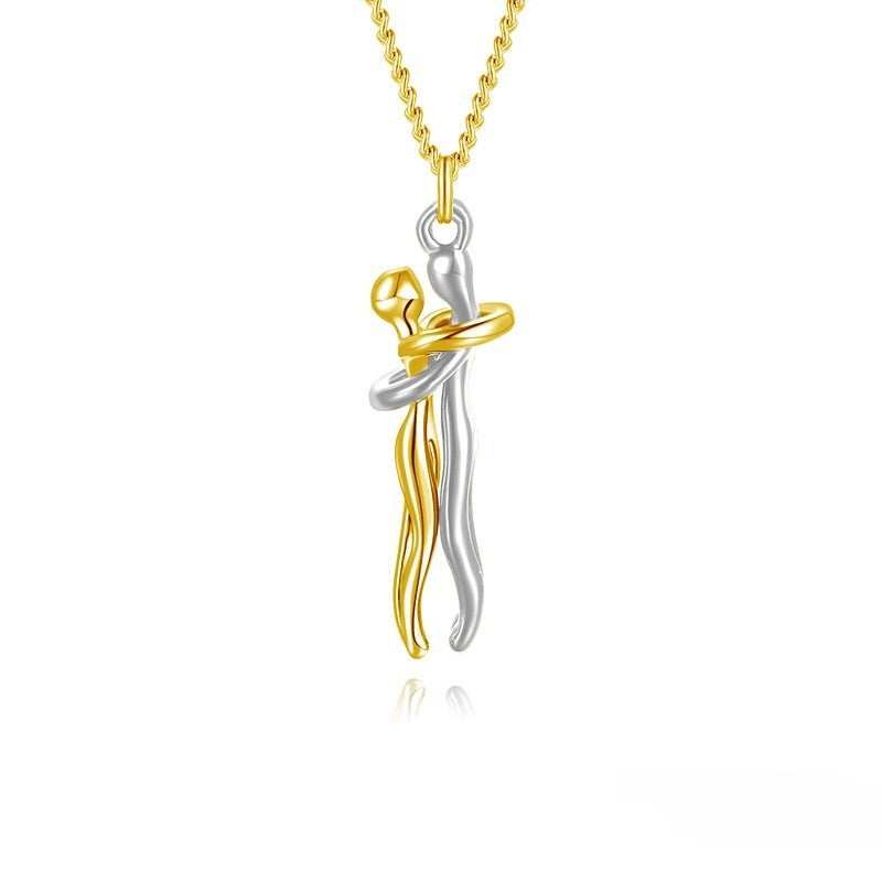 Hot Sale Affectionate Hug Necklace Couples Anniversary Valentine's Day  Gift Fashion Punk Street Style Pendant Necklace 16191