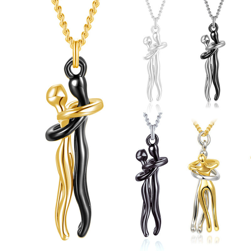 Hot Sale Affectionate Hug Necklace Couples Anniversary Valentine's Day  Gift Fashion Punk Street Style Pendant Necklace 16191