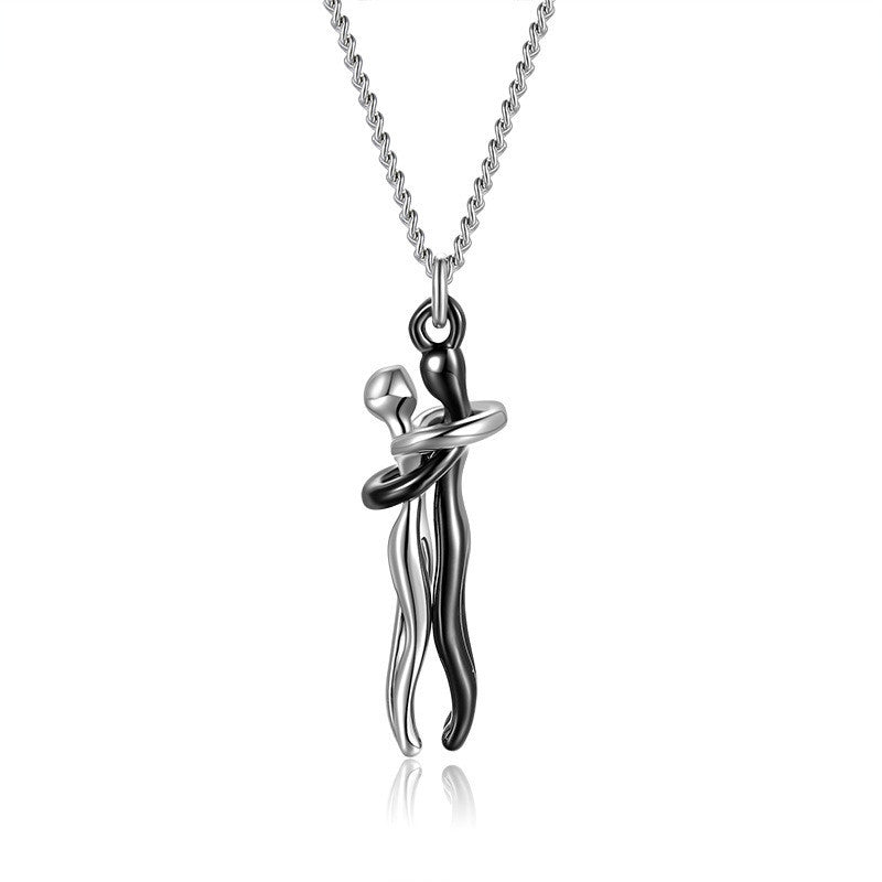 Hot Sale Affectionate Hug Necklace Couples Anniversary Valentine's Day  Gift Fashion Punk Street Style Pendant Necklace 16191