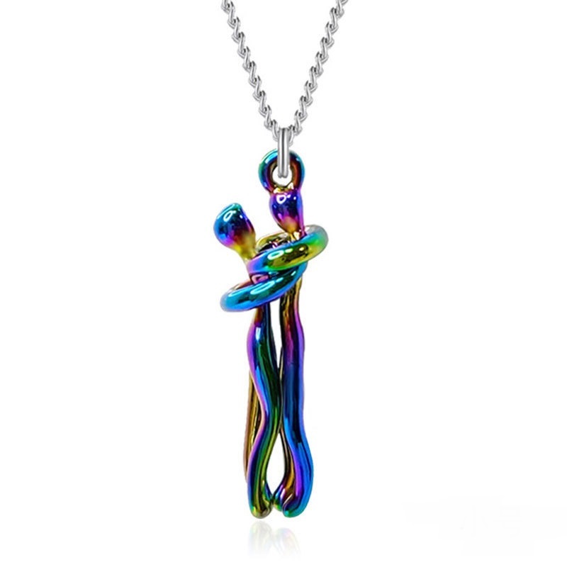 Hot Sale Affectionate Hug Necklace Couples Anniversary Valentine's Day  Gift Fashion Punk Street Style Pendant Necklace 16191